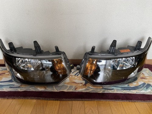 Delica D5 OEM Headlight Inner Black Turn Signal Orange Lens Polished