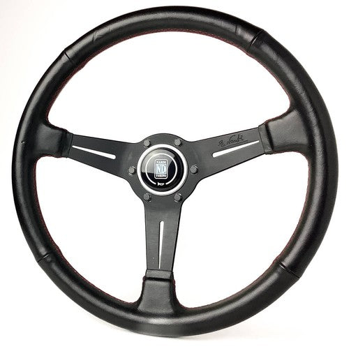 NARDI Classic Leather Steering Wheel 36.5 Φ Red Cross Stitch