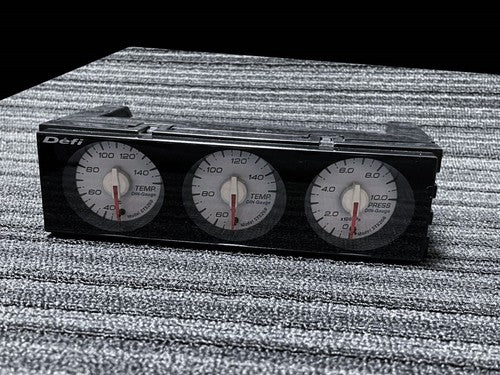 Defi DIN Gauge 3-In-1 Meter 1DIN White Panel Green Illumination