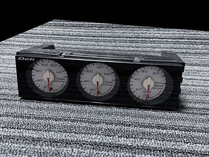 Defi DIN Gauge 3-In-1 Meter 1DIN White Panel Green Illumination