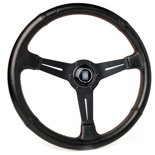 NARDI Classic Leather Steering Wheel 36.5 Φ Red Cross Stitch