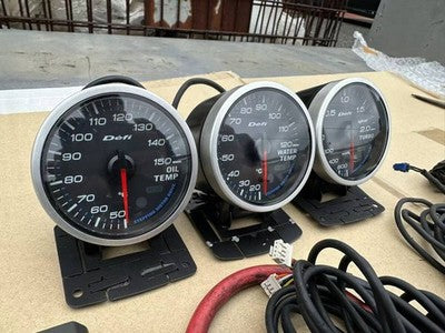 Rare Used Defi-Link Meter 3-Gauge Cluster 60mm Oil Temp Water Temp Boost