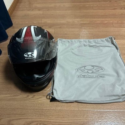 Kabuto Motorcycle Helmet Black Red Graphic Design with Bag