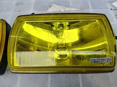 PIAA Vintage Square Fog Lights Yellow Lens Left Right Set