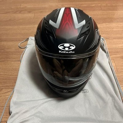 Kabuto Motorcycle Helmet Black Red Graphic Design with Bag