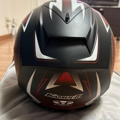 Kabuto Motorcycle Helmet Black Red Graphic Design with Bag