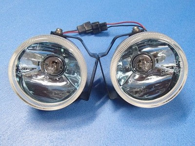 PIAA 610 Round 100mm Fog Light Lamp Pair H3 Halogen Blue Reflector