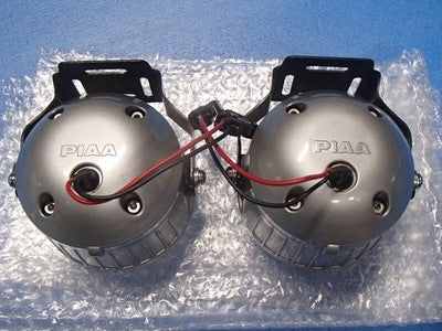 PIAA 610 Round 100mm Fog Light Lamp Pair H3 Halogen Blue Reflector