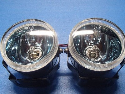 PIAA 610 Round 100mm Fog Light Lamp Pair H3 Halogen Blue Reflector
