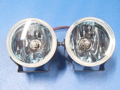 PIAA 610 Round 100mm Fog Light Lamp Pair H3 Halogen Blue Reflector