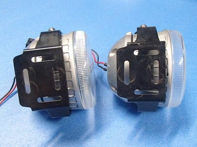 PIAA 610 Round 100mm Fog Light Lamp Pair H3 Halogen Blue Reflector