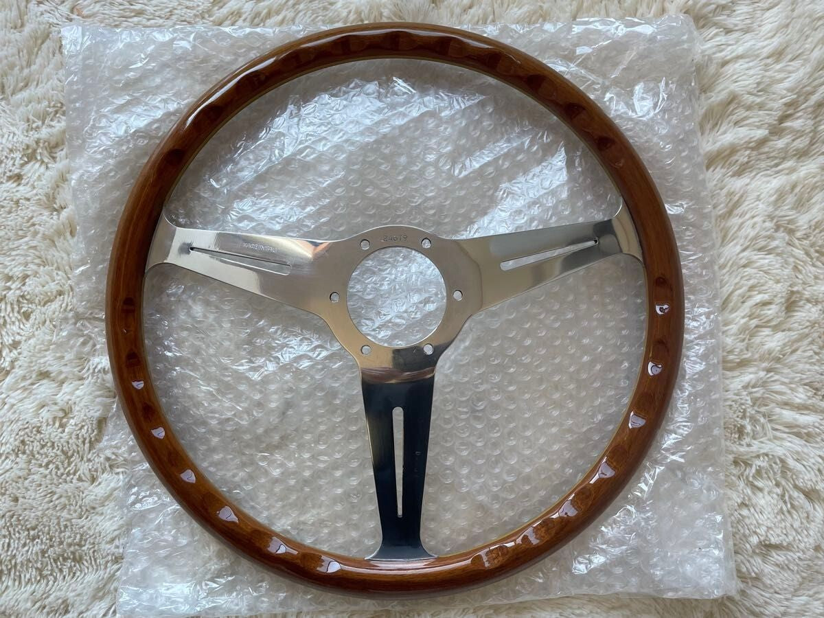 NARDI Classic Wood & Polished Spoke 36.5cm Steering Wheel