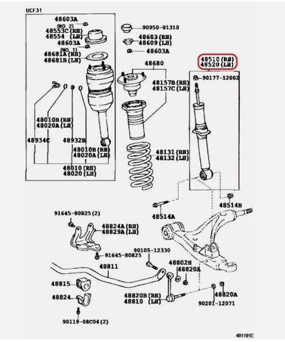 TOYOTA OEM SHOCK ABSORBER STD FRONT RH for LEXUS 2001-2006 LS430 48510-59805