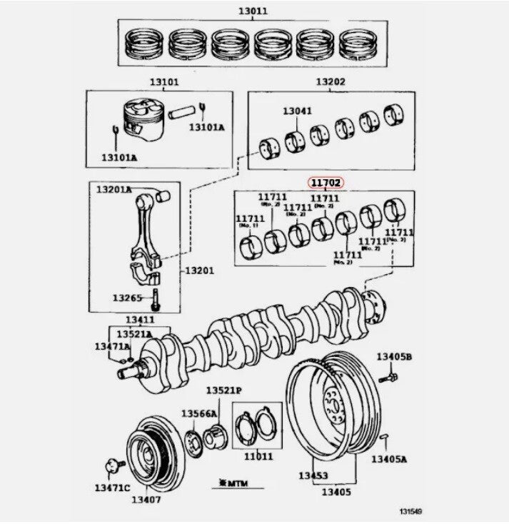Toyota Genuine MK4 JZA80 JZX100 JS161 JZX110 Crankshaft Bearing Set 11704-46030