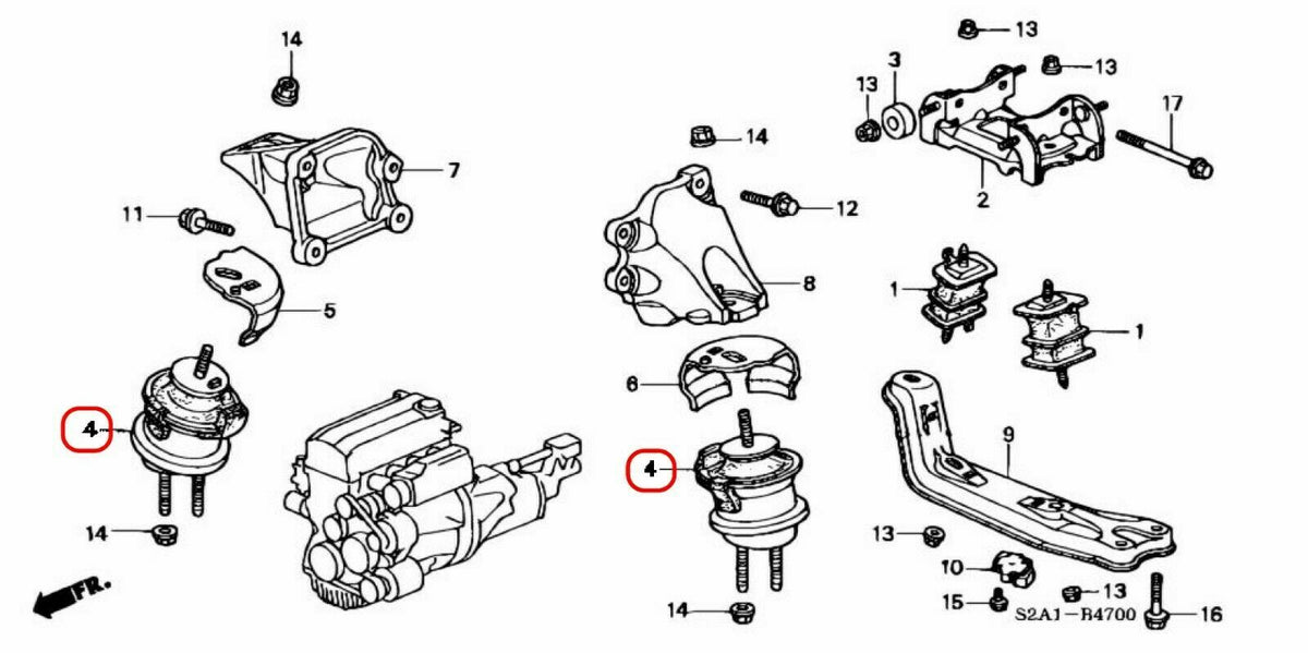 HONDA ACURA Genuine OEM S2000 ENGINE MOUNT BUSH Rubber 50810-S2A-003×2SET