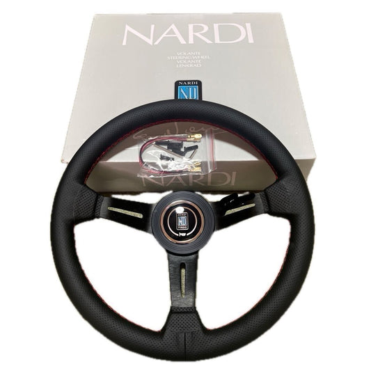 NARDI 33cm Black Leather Steering Wheel