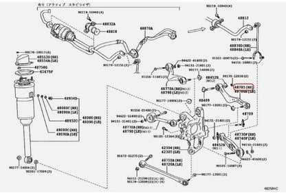 Toyota Genuine Lexus LS460 LINK SUB-ASSY TOE CONTROL Right OEM 48705-50030