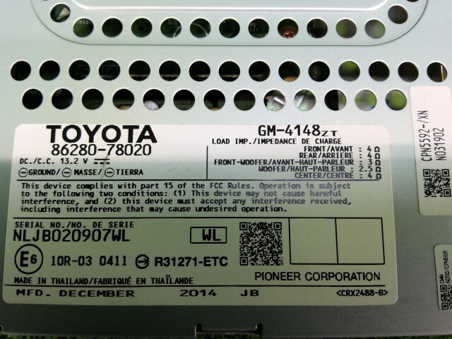Toyota Lexus NX200T 2015-2017 Radio Amplifier Amp 86280-78020 Genuine OEM