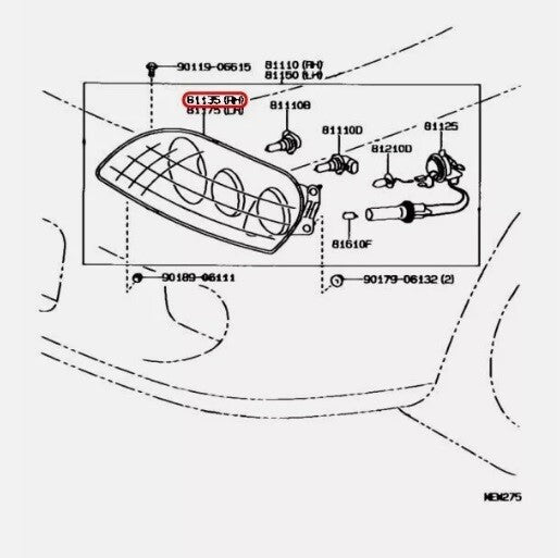 Toyota OEM UNIT ASSY, HEADLAMP, RH for SUPRA JZA80 81111-1B231