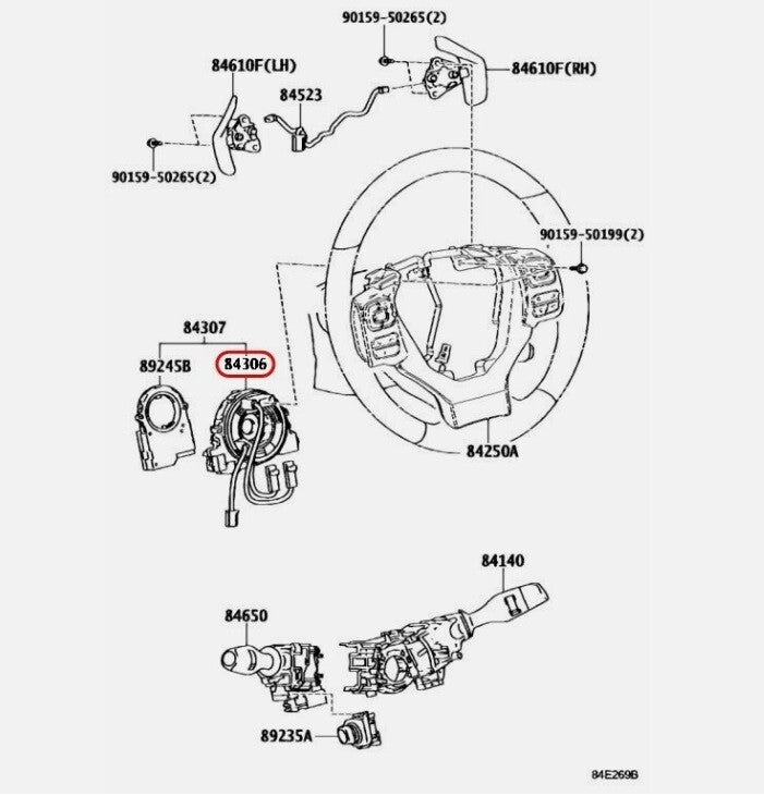 Toyota OEM CABLE SUB-ASSY SPIRAL for LEXUS NX200T,300H AGZ1# 84308-53010