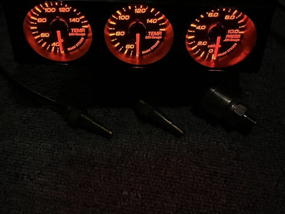 Defi STS26B Din Gauge Water Temp,Oil Temp,Oil Pressure,Pressure Gauge Set Black
