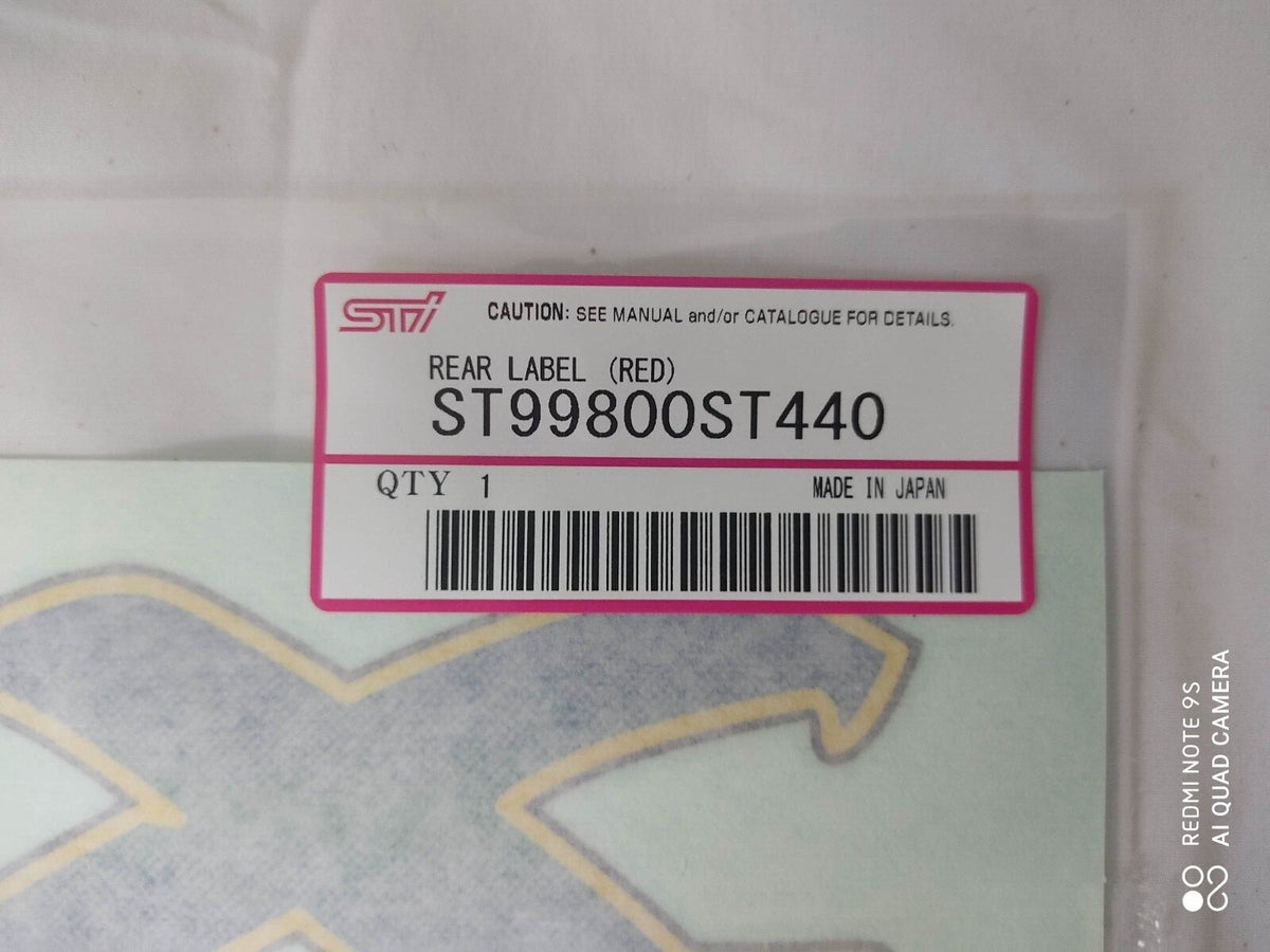 ST99800ST440 SUBARU Genuine Impreza WRX STI GC8 Rear Trunk White Decal Sticker