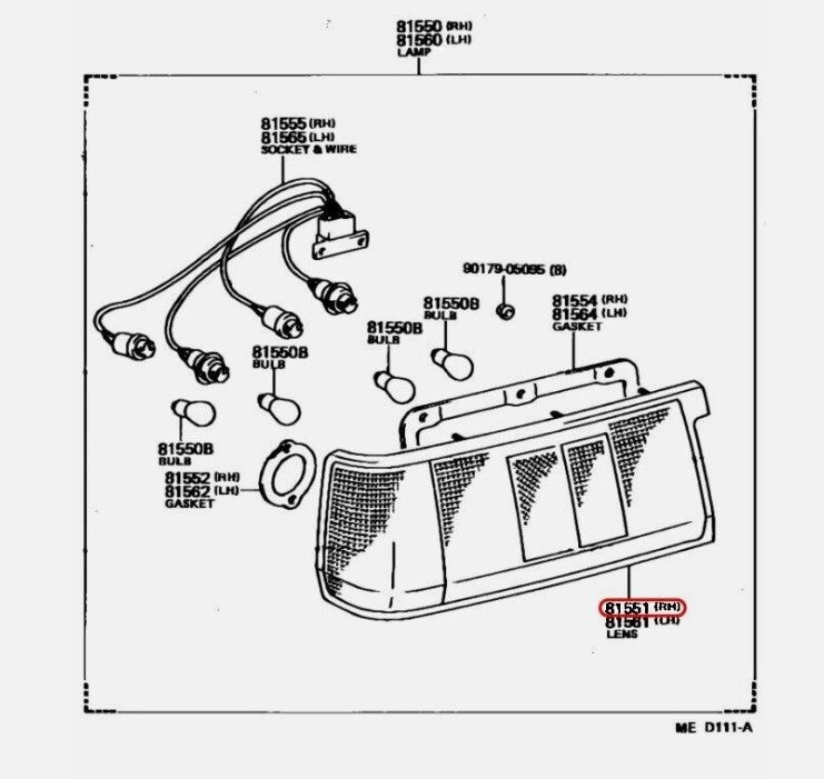 TOYOTA OEM Taillight Back Lamp RH for AE86 LEVIN Early Model 81551-1A230
