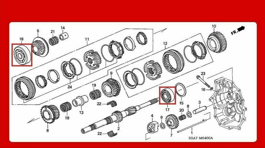 Honda Genuine Oem S2000 S2K AP1 2 Transmission Gearbox Bearings 8pcs Set