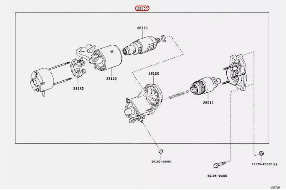Toyota OEM STARTER ASSY MANUAL STARTER MOTOR for HILUX 2.0 28100-0L052