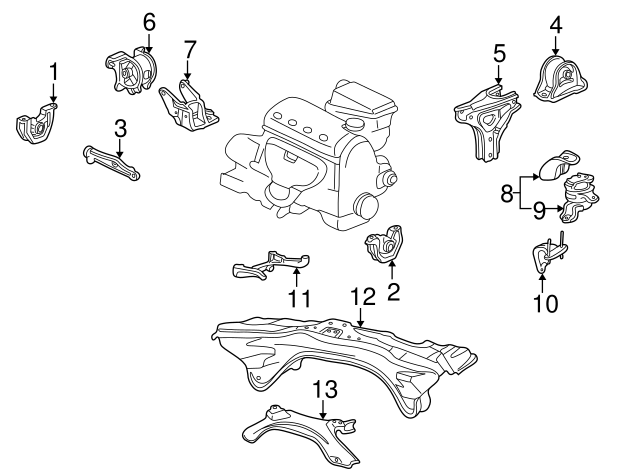 HONDA Genuine OEM 99-00 CIVIC SI B16A REAR 5SPD T BRACKET B-SERIES ENGINE MOUNT