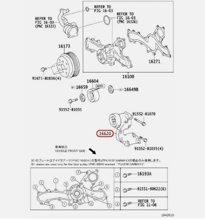 TOYOTA OEM DRIVE BELT TENSIONER For AVALON CAMRY SIENNA ES350 RX350 16620-31040
