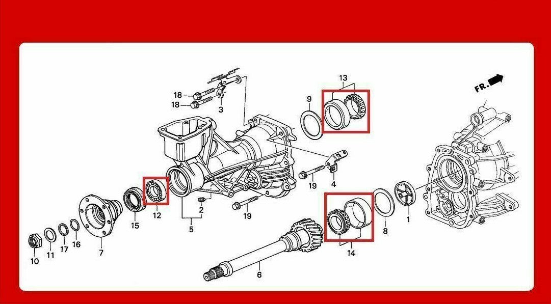 Honda Genuine Oem S2000 S2K AP1 2 Transmission Gearbox Bearings 8pcs Set