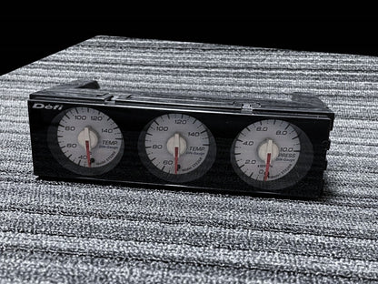 Defi DIN Gauge Triple Gauge 1DIN Water Temp, Oil Temp, Oil Pressure Gauge Set