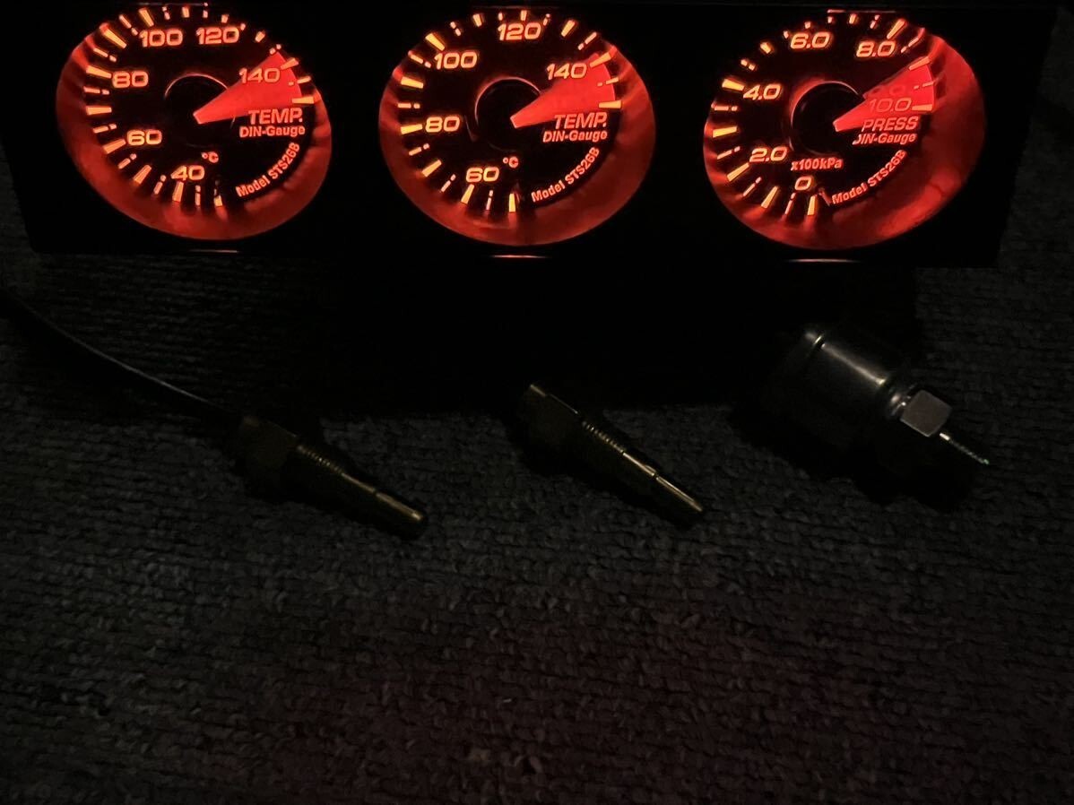 Defi STS26B Din Gauge Water Temp,Oil Temp,Oil Pressure,Pressure Gauge Set Black