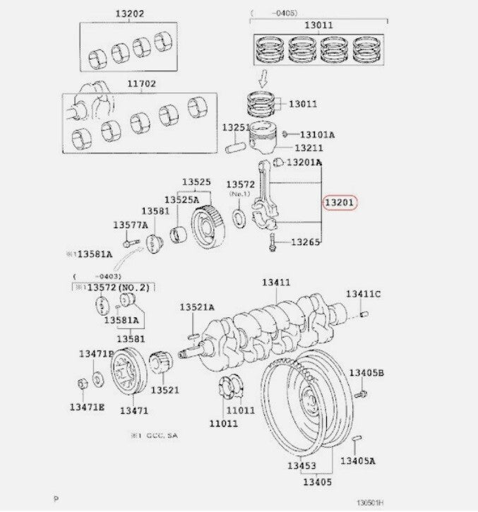 Toyota Genuine DYNA BU3## WU30# 34# Rod Sub assy, Connecting OEM 13201-59265