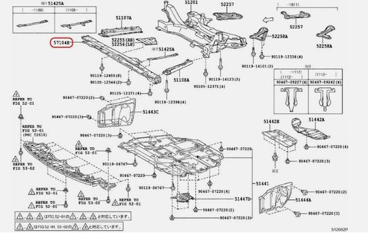 Toyota Genuine PRIUS ZVW30 2009/04- MEMBER SUB ASSY FRONT CROSS OEM 57104-47020