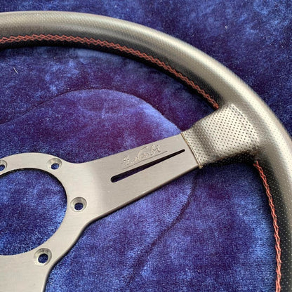 NARDI Steering Wheel 36cm Perforated Leather Red Stitching