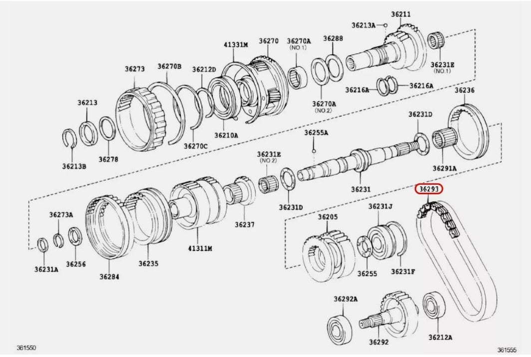 TOYOTA GENUINE HILUX LAND CRUISER 4RUNNER FR TRANSFER CHAIN OEM 36293-35040
