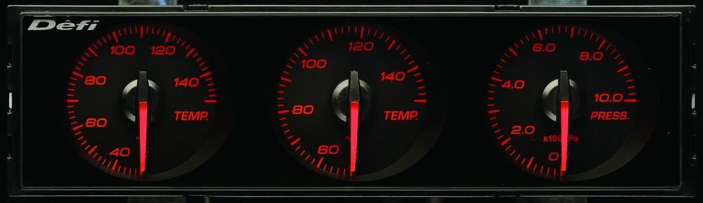 Defi DIN Gauge Style21 Triple Gauge Red Letter DF14404