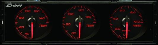 Defi DIN Gauge Style21 Triple Gauge Red Letter DF14404