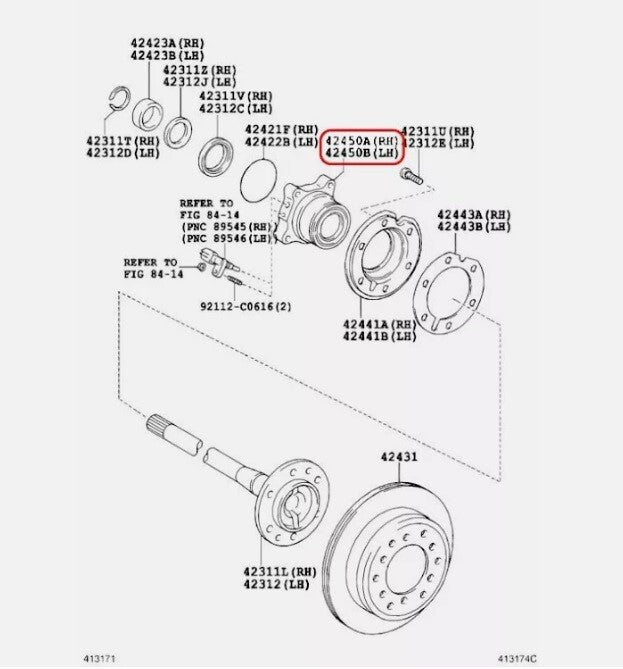 Toyota OEM Rear Wheel Hub bearing Assy R＆L SET 42450/42460 for Lexus GX460 470