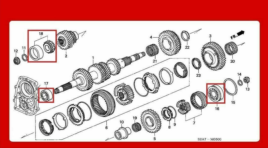 Honda Genuine Oem S2000 S2K AP1 2 Transmission Gearbox Bearings 8pcs Set