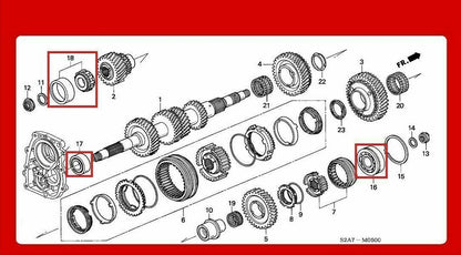 Honda Genuine Oem S2000 S2K AP1 2 Transmission Gearbox Bearings 8pcs Set