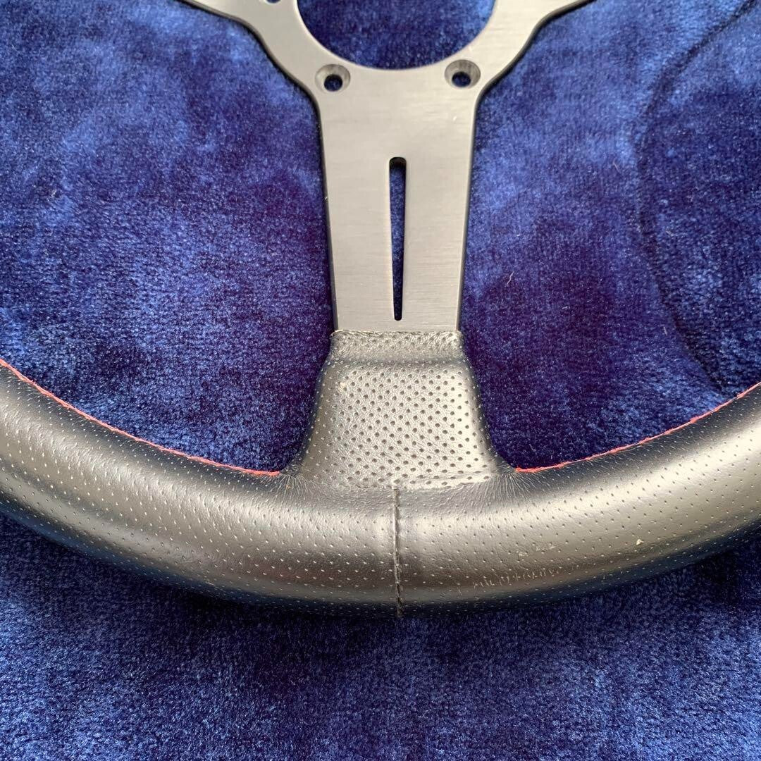 NARDI Steering Wheel 36cm Perforated Leather Red Stitching
