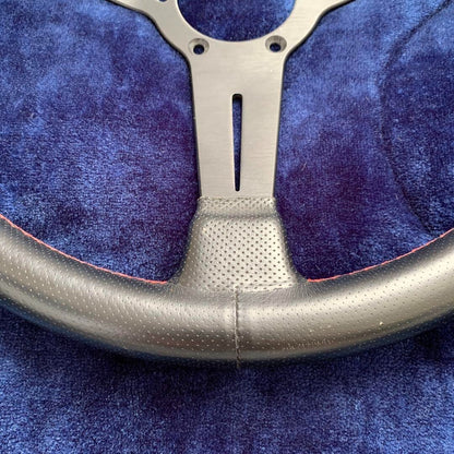 NARDI Steering Wheel 36cm Perforated Leather Red Stitching