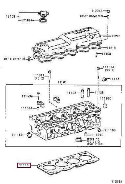 11115-54084-D0 Toyota Hilux Diesel Turbo 2 LTE OEM Engine Cylinder Head Gasket