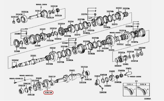 Toyota Genuine Supra JZA80 2JZ-GTE 6th Counter Gear OEM 33429-0W020