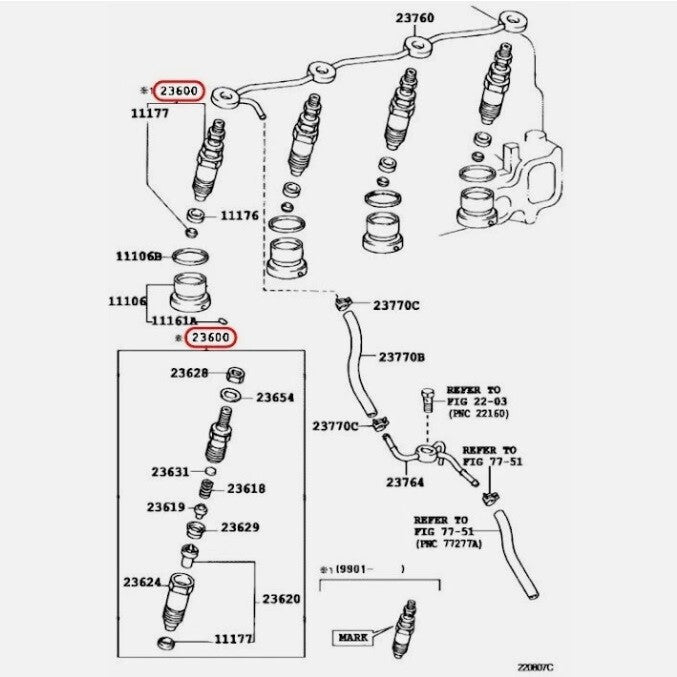 TOYOTA OEM HOLDER & NOZZLE SET, NOZZLE Genuine 23600-69105