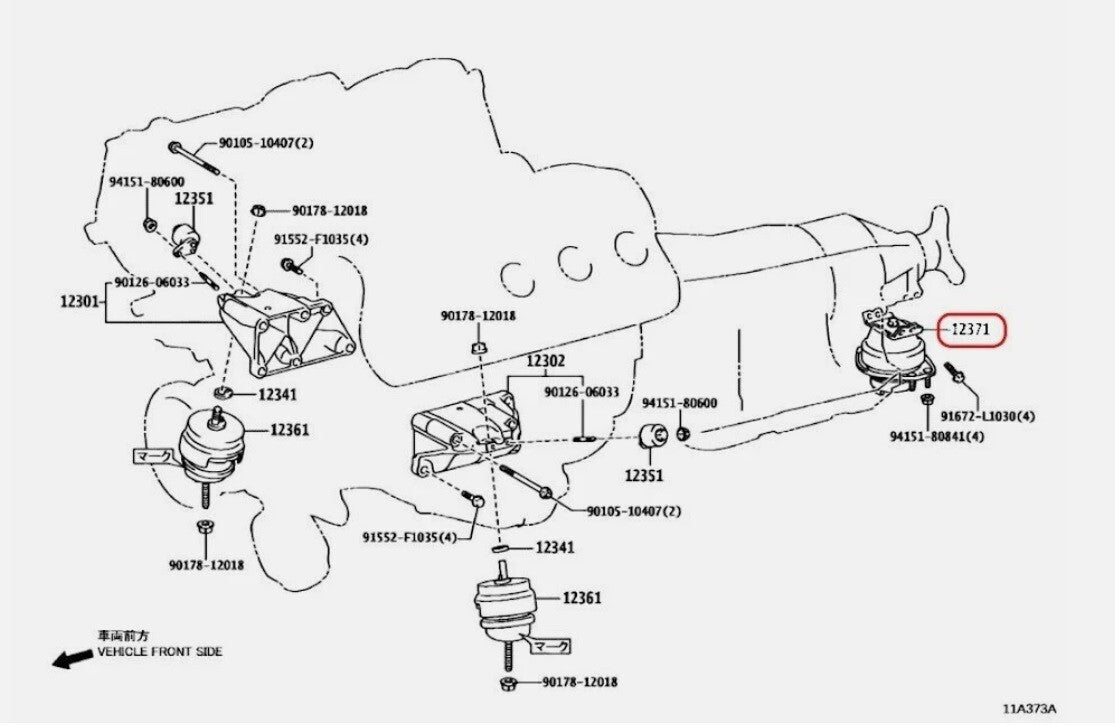 TOYOTA OEM TRANS MOUNT for LEXUS LS460 genuine 12371-38050