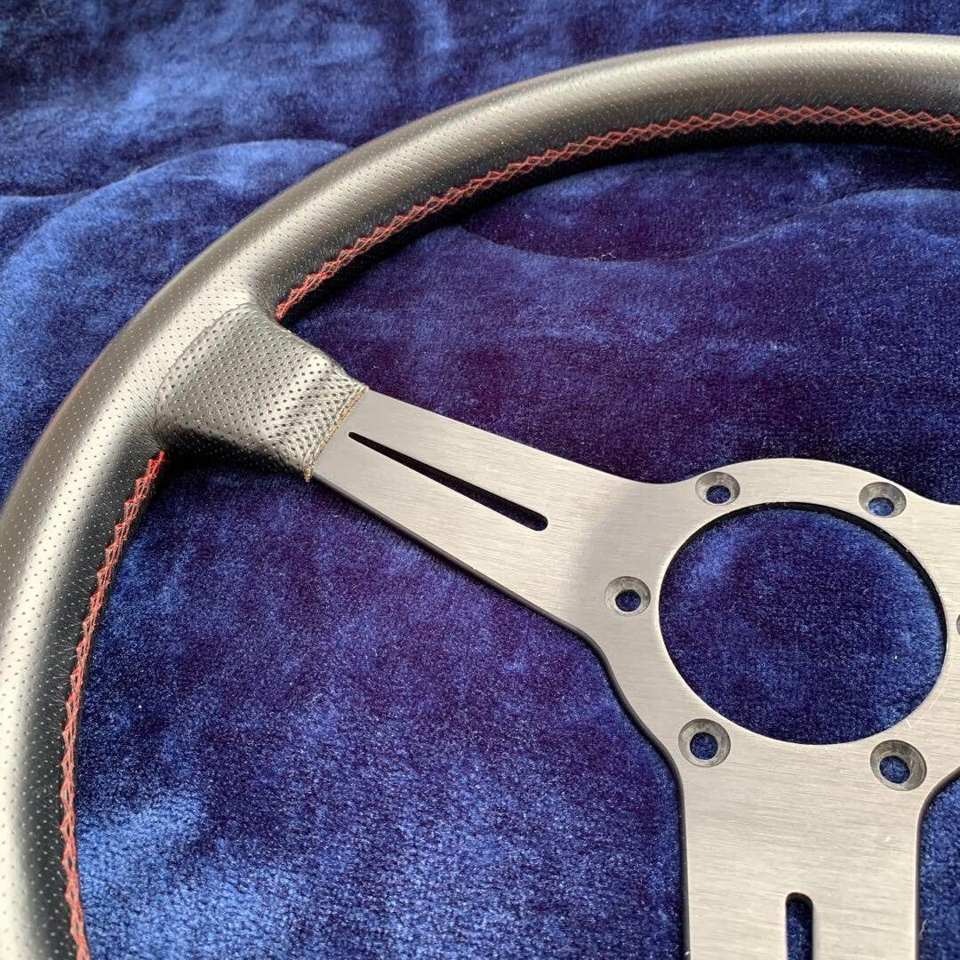 NARDI Steering Wheel 36cm Perforated Leather Red Stitching